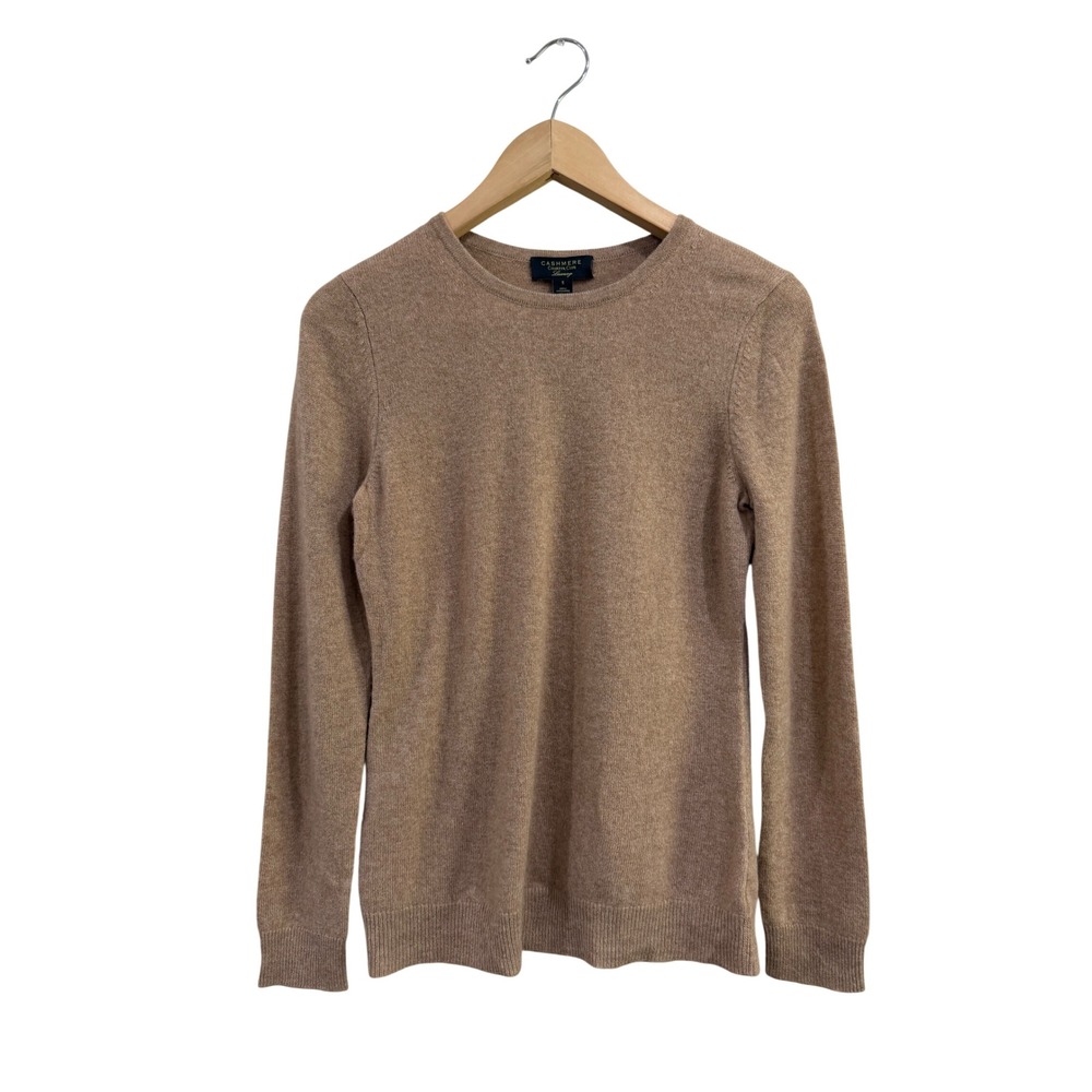 Charter Club Luxury 100% Cashmere Sweater Tan Camel Crew Neck Small